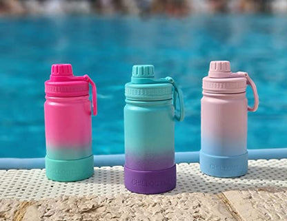 CHILLOUT LIFE 12oz Kids Insulated Stainless Steel Water Bottle with Leak Proof Spout Lid & 144 Stickers - color: Frozen Slushy, style: 12 oz