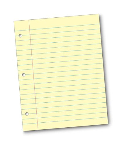 School Smart 3-Hole Punched Filler Paper, 8-1/2 x 11 Inches, Yellow, 100 Sheets