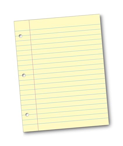 School Smart 3-Hole Punched Filler Paper, 8-1/2 x 11 Inches, Yellow, 100 Sheets