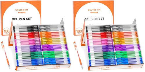 Shuttle Art Gel Pens, 360 Pack Gel Pens Set, 12 Assorted Colors Bulk Classroom Pack for Adults Coloring Books Drawing Doodling Crafts Journaling - size: 180 Count (Pack of 2)