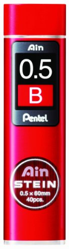 Pentel Ain Stein Mechanical Pencil Lead, 0.5mm B, 40 Leads (C275-B) - style: B