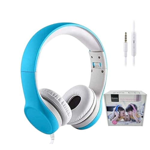 Kids Headphones with Cord, Toddler Headphones with Sharing Function, 85dB/93dB Safe Volume Limit, for Toddler Children Baby Boys Girls On-line Study, School, Travel use (Blue) - color: Blue