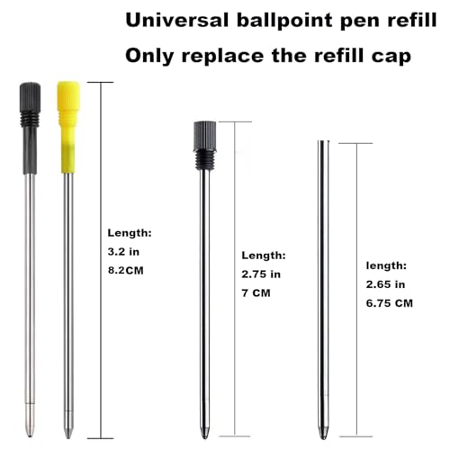 MengRan 2.75'' Mini D1 Ballpoint Ink Pen Refills,Black Ink,10 Pack | 1mm Medium Tip, Compatible with Swarovski Pen Refills, for Twist Pens - color: Black