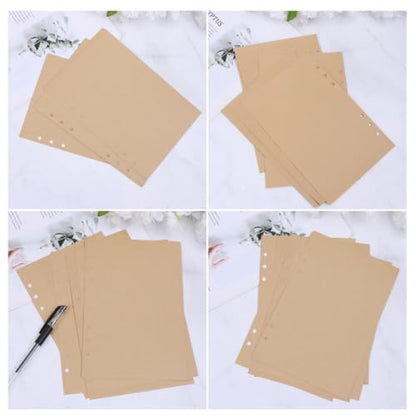 3 Packages of Khaki A6 Refill Paper for Spiral and Wirebound Notebooks, Wear-resistant Smooth Surface Loose Leaf Paper with 6-ring Punch, for Office and Writing Use