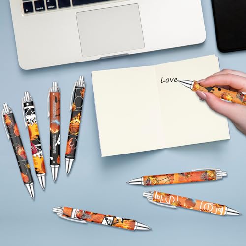 Basketball Pens Set – Fun Sports-Themed Writing Pens for kids,Students, and Coaches – Smooth Black Ink and Comfortable Grip – Great Party Favors, School Rewards, and Holiday Gift Ideas, 8 Pack - style: Basketball