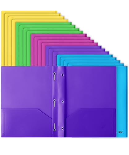 Mr. Pen- Plastic Folders with Pockets and Prongs, 20 Pack, Letter Size | Colorful, Flexible Plastic Folders with Prongs - color: Bright Colors, size: 20 Pack