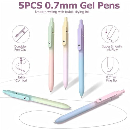 56 PCS Aesthetic School Supplies with Large Pencil Case, 5 Inspirational Ballpoint Pens, 12 Pastel Highlighters, 5 Black Ink Gel Pens, 6 Mechanical Pencils 0.5-0.7mm College Student Essentials(purple) - color: Purple