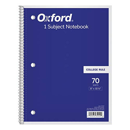 Oxford 1-Subject Notebook, 8 x 10-1/2, College Rule, 70 Sheets (65022) - size: 1 Count (Pack of 1)