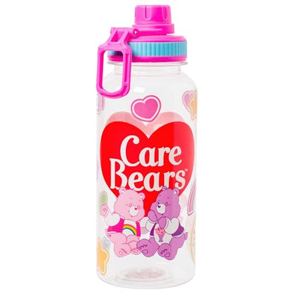 Silver Buffalo Care Bears Good Luck Bear Luck, Plastic Water Bottle, 32oz | Share Bear and Cheer Bear, Grumpy Bear, Twist Spout, Sticker Set, You Stick Yourself, 0.95 Liters - color: Care Bears School Spirit