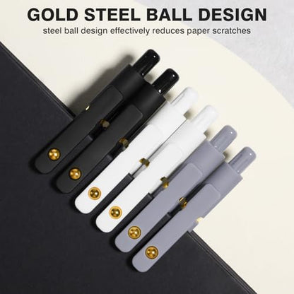 Gel Pens, 6 Pack 0.5mm Fine Point Pen Black Ink with 6 Refills, Quick Dry & No Smear, Smooth Writing Pens for Journaling, Back to School Supplies Office Desk Accessories Gifts for Nurse Women - color: 0.5mm Black Gray White-Black Ink