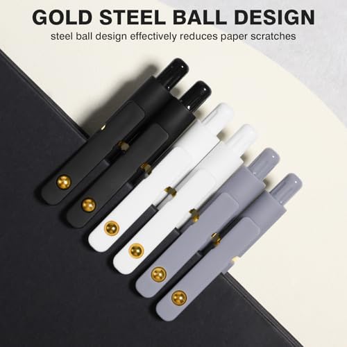 Gel Pens, 6 Pack 0.5mm Fine Point Pen Black Ink with 6 Refills, Quick Dry & No Smear, Smooth Writing Pens for Journaling, Back to School Supplies Office Desk Accessories Gifts for Nurse Women - color: 0.5mm Black Gray White-Black Ink