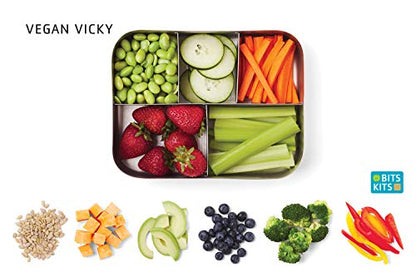Bits Kits Stainless Steel Bento Box Lunch and Snack Container, 5 Sections | For Kids & Adults | Easily Fits In Lunchboxes | Durable Stainless Steel | Dishwasher Safe | Divides Meal & Snacks | On The Go - style: Lunch Box, 5 Sections