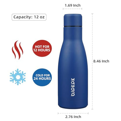 BJPKPK 12oz Water Bottles Stainless Steel Double Wall Vacuum Insulated Small Water Bottles for Travel,Blue - color: Blue, size: 12 Ounces