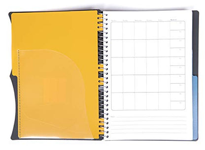 Mintra Office Durable PREMIUM Spiral Notebook, ((Black, 2 Subject (6in x 9.5in)), Wire, Fabric Covered Coils, No Snags, Removable Adjustable Pocket Dividers, Ruler, Organization, Customizable - color: Black, size: 2 Subject (6in x 9.5in)