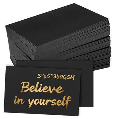 Bercoor 300 Pieces Blank 3 x 5 Inch Index Cards, Heavy Note Cards Study Cards for Office, School Learning, Black