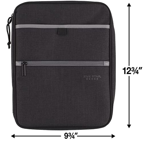 Five Star Zipper Binder, 1 Inch 3-Ring Binder with Round Rings, Carry-All with Pockets and 4-Tab Dividers, 375 Sheet Capacity, Black/Gray (29092IT8) - color: Black/Gray