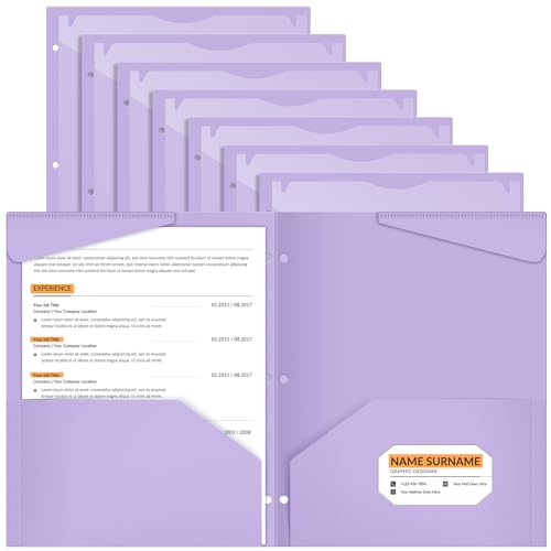 Henoyso 24 Pcs Light Purple Plastic Folders with 2 Pockets and Clear Front Pocket 3 Holes Bulk Heavy Duty Letter Size Folders for Back to School, Office & Home, Classroom Organization - color: Light Purple