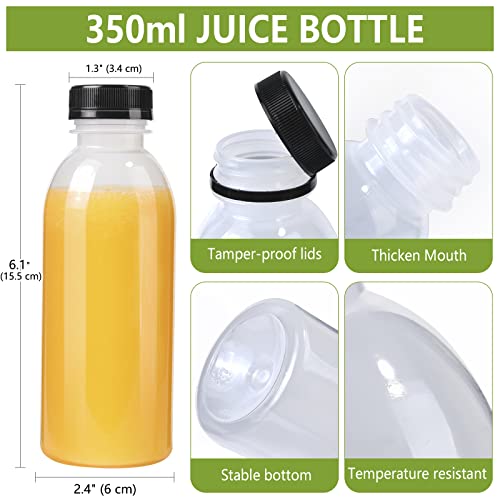 zmybcpack 12 Pack 12oz Plastic Juice Bottles with Caps Heat-Resistant | Plastic Smoothie Bottles Dishwasher Safe, Reusable Beverage To Go Containers with Lids for Juice, Beverage - size: 12oz 12pack