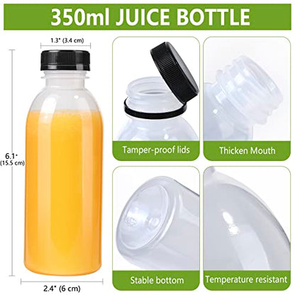 zmybcpack 12 Pack 12oz Plastic Juice Bottles with Caps Heat-Resistant | Plastic Smoothie Bottles Dishwasher Safe, Reusable Beverage To Go Containers with Lids for Juice, Beverage - size: 12oz 12pack