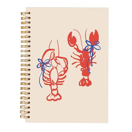 KAOWT Lobster Ocean Notebook Journal, Beach Lobster Notebooks for Note Taking, Beach Gifts for Women Journal, Coastal Ocean Hardcover Spiral Notebook 5.5x8.3in - color: Summer notbook-cray