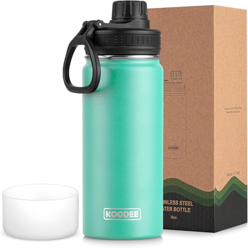 koodee Water Bottle for School-16 oz Stainless Steel Triple Wall Vacuum Insulated Water Bottle for Girls, Wide Mouth Bottle with Leakproof Spout Lid (Teal) - color: Teal, size: 16 Ounces