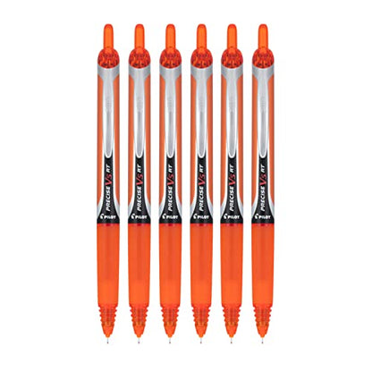PILOT Precise V5 RT Refillable & Retractable Liquid Ink Rolling Ball Pens, Extra Fine Point (0.5mm) Orange Ink, 6-Pack - color: Orange