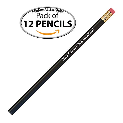 Express Pencils - Personalized - Round Custom Imprinted with your Name - Text - Logo - Message- 12 pkg - Includes Personalization - Made in USA - Great Gift Ideas (Black) - color: Black