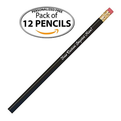 Express Pencils - Personalized - Round Custom Imprinted with your Name - Text - Logo - Message- 12 pkg - Includes Personalization - Made in USA - Great Gift Ideas (Black) - color: Black