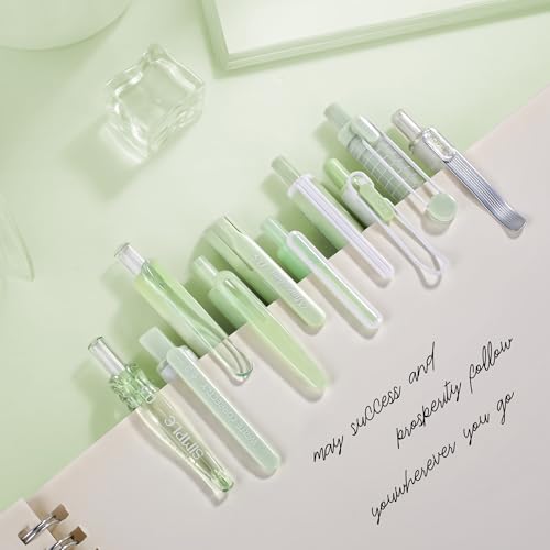5 Count Pastel Gel Ink Pen Set,Cute Note Taking 0.5mm Fine Point Retractable 5 Count Black Ink Pens for Writing, Journaling, School, Office (Light Green Clear) - color: Light Green Clear