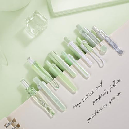 5 Count Pastel Gel Ink Pen Set,Cute Note Taking 0.5mm Fine Point Retractable 5 Count Black Ink Pens for Writing, Journaling, School, Office (Light Green Clear) - color: Light Green Clear