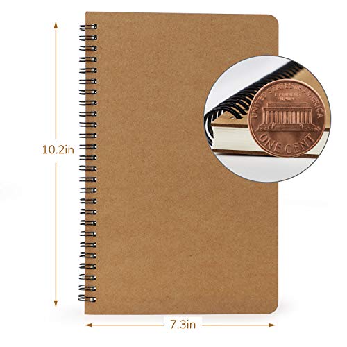 EUSOAR Spiral Notebook, B5 3 Pack 7.3"x10.2" 120 Pages Hardcover Kraft Lined College Ruled Travel Writing Notebooks Journal, Memo Notepad Sketchbook, Students Office Business Subject Diary Journal - color: Kraft, size: 3Packs