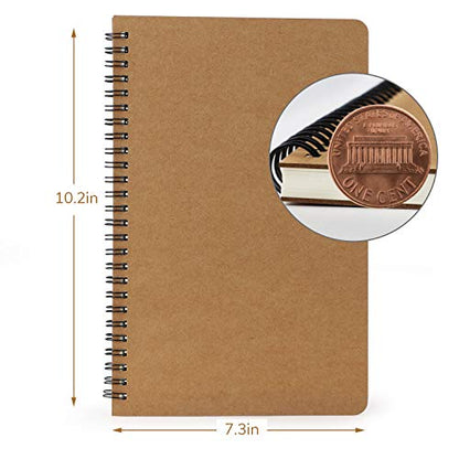 EUSOAR Spiral Notebook, B5 3 Pack 7.3"x10.2" 120 Pages Hardcover Kraft Lined College Ruled Travel Writing Notebooks Journal, Memo Notepad Sketchbook, Students Office Business Subject Diary Journal - color: Kraft, size: 3Packs