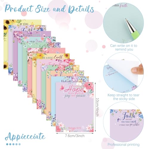 Geyee 24 Pcs Back to School Teacher Gifts Religious Sticky Notes with Funny Pens 3 x 4 Inch Employee Appreciation Gifts for Coworkers Teacher Office Staff Work Team Appreciation Gift - style: Religious