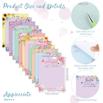Geyee 24 Pcs Back to School Teacher Gifts Religious Sticky Notes with Funny Pens 3 x 4 Inch Employee Appreciation Gifts for Coworkers Teacher Office Staff Work Team Appreciation Gift - style: Religious