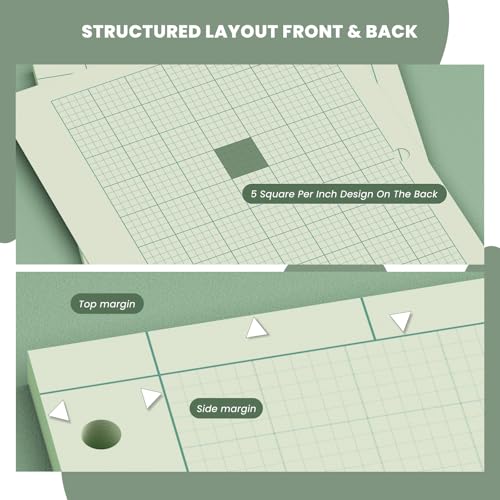 Engineering Paper 8.5 x 11, 100 Sheets Top Glue Binding Engineering Notebook, 5x5 Quad Ruled Graph Paper, 3-Hole Punched Engineering Computation Pad 8.5 x 11, Green Tint Engineering Paper Notebook - style: 1 Pack - 100 Sheets