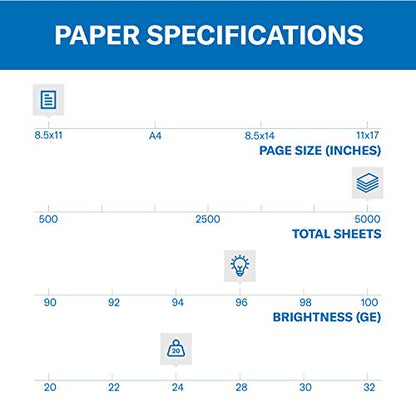 Hammermill Printer Paper, Fore Multipurpose 24 lb Copy Paper, 8.5 x 11 - 10 Ream (5,000 Sheets) - 96 Bright, Made in the USA - size: 10 Ream | 5000 Sheets, style: Letter (8.5x11)