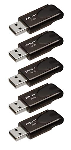 PNY 32GB Attaché 4 USB 2.0 Flash Drive, Black, (Pack of 5)