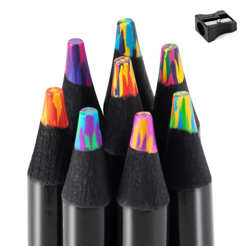 finenolo 8 Pieces Jumbo Rainbow Colored Pencils with Sharpener, Stocking Stuffers for Kids, Art Supplies for Drawing & Coloring, Birthday Party Favors, Classroom Pencils for Boys & Girls - style: 8