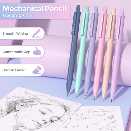 Nicpro Aesthetic School Supplies, 55PCS Pastel Highlighters & Gel Pens Set | All In One, Highlighters, Gel Pens with Refills, Mechanical Pencils, Organized Case, Back to School Essentials for Girls
