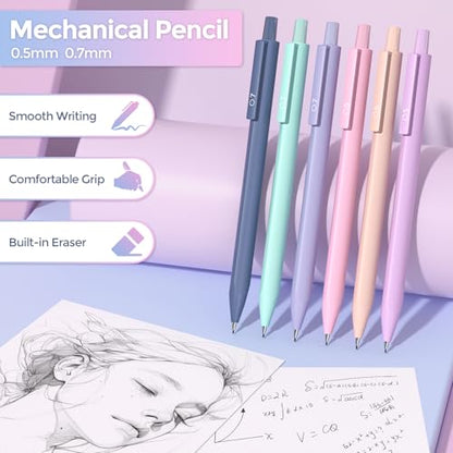Nicpro Aesthetic School Supplies, 55PCS Pastel Highlighters & Gel Pens Set | All In One, Highlighters, Gel Pens with Refills, Mechanical Pencils, Organized Case, Back to School Essentials for Girls