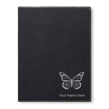 Large 9.5" X 12" Portfolio Notepad, Monarch Butterfly, Personalized Engraving Included (Black with Silver) - color: Black With Silver Engraving, size: Large 9.5 X 12