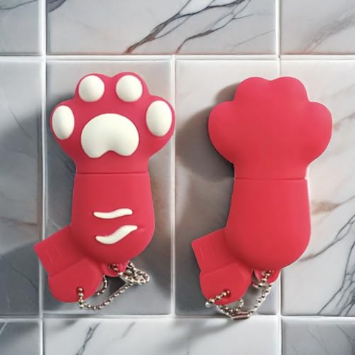 64GB USB 2.0 Flash Drive Cartoon Novelty Lovely Cat Paw Memory Stick Silicone Rubber Ainmal Pendrive Red - color: Catpaw-red, size: 64GB 2.0