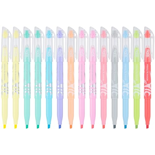 Pilot FriXion Light Pastel Erasable Highlighters, Chisel Tip, Pack of 14, Assorted Colors - Ideal for School, Journaling, and Office Use - color: Assorted 14