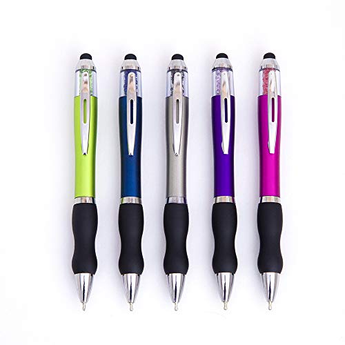 Stylus Pens for Touch Screens Medium Point Pens with Crystals for Women and Kids Black Ink Pen with Stylus Ballpoint Pens with Comfort Grip for The iPad, 5-Pack - color: Colorful-5, style: 985cai-5