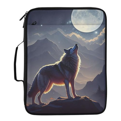 Wolf Moon Heavy-Duty with 3-Ring Binder Board Binder Bag, 7-Pocket Binder Portfolio Case with Inner Stationery Pockets for Home Office