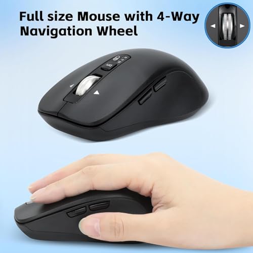 CITLLA Wireless Keyboard and Mouse Combo, Scissor-Switch Keys, 2-in-1 USB Receiver and Two Bluetooth, Multi Device Silent Design for Computer, Laptop, MacBook and iPad (Pure Black) - color: Pure Black
