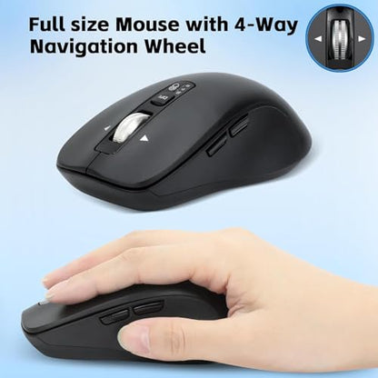 CITLLA Wireless Keyboard and Mouse Combo, Scissor-Switch Keys, 2-in-1 USB Receiver and Two Bluetooth, Multi Device Silent Design for Computer, Laptop, MacBook and iPad (Pure Black) - color: Pure Black