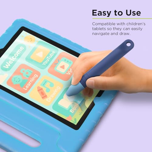 PureGear Kids Stylus Pen with Straps, Kid-Friendly Stylus Pen for Touch Screens, Compatile with iPad, Tablets, Kindle, iPhone, and All Touch Screen Devices, 2 Pack (Blue & Purple)