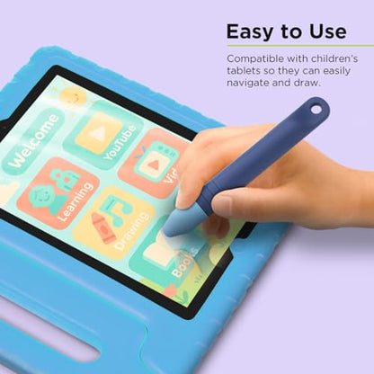 PureGear Kids Stylus Pen with Straps, Kid-Friendly Stylus Pen for Touch Screens, Compatile with iPad, Tablets, Kindle, iPhone, and All Touch Screen Devices, 2 Pack (Blue & Purple)