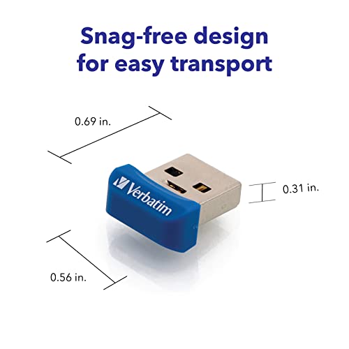 Verbatim 16GB Store 'n' Stay Nano USB 3.2 Gen 1 Flash Drive Snag-Free Low Profile Thumb Drive - Blue - size: 16GB